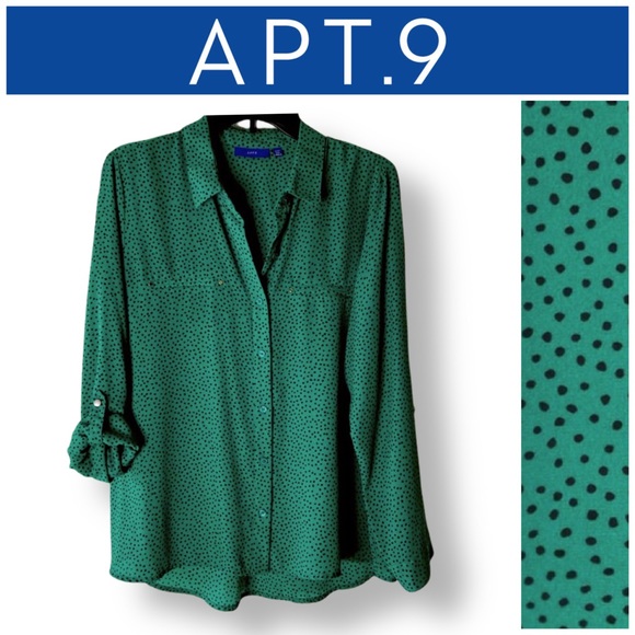 🟣 Apt. 9 Polka Dot Button Down Blouse - Picture 2 of 8